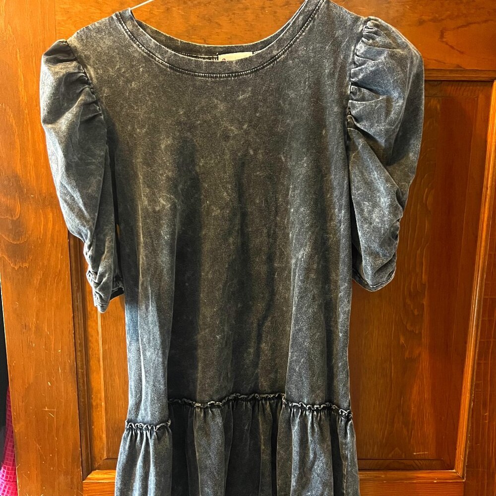 SOL’S Summer Mini Dress Crewneck Flutter Short Sleeve Casual, Gray